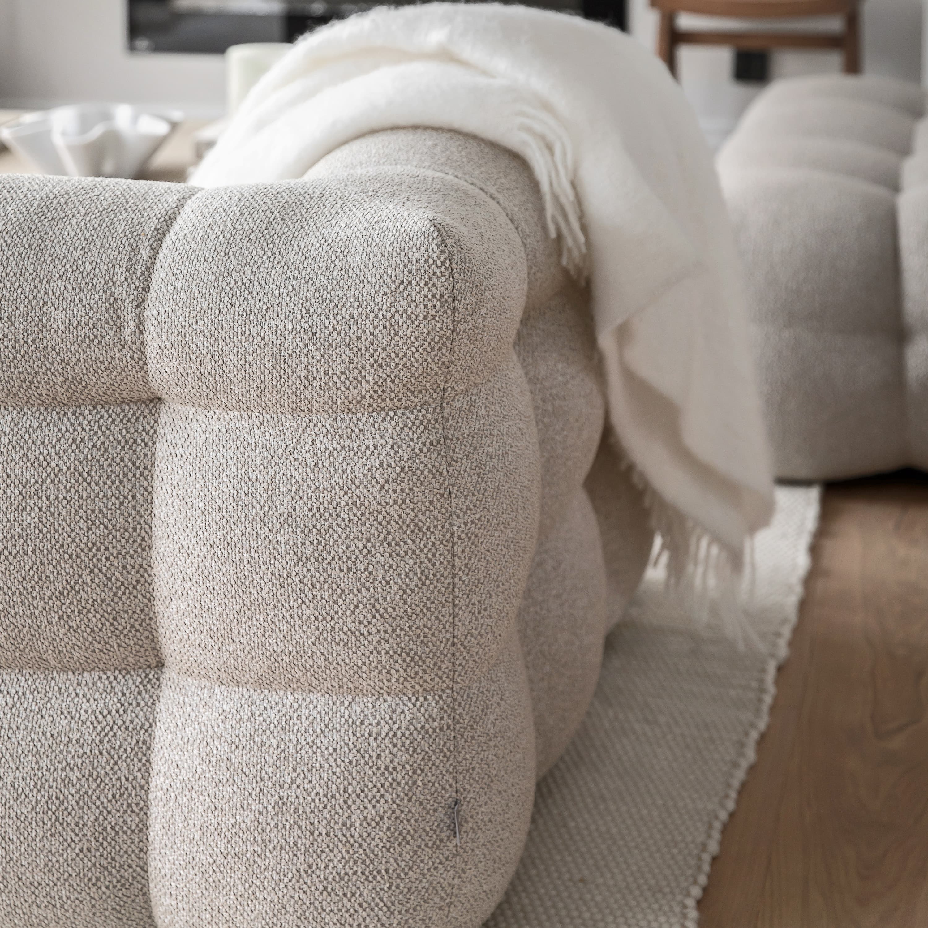 Billie 1-Sitzer Sofa Modul Links Armlehne Beige Bouclé 118cm