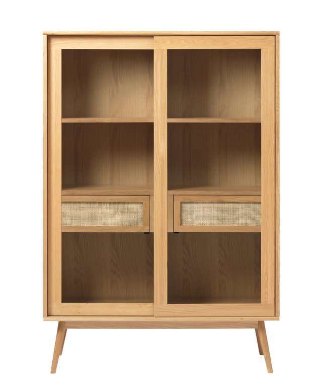 Sofia Glass Cabinet Natural Oak 160cm