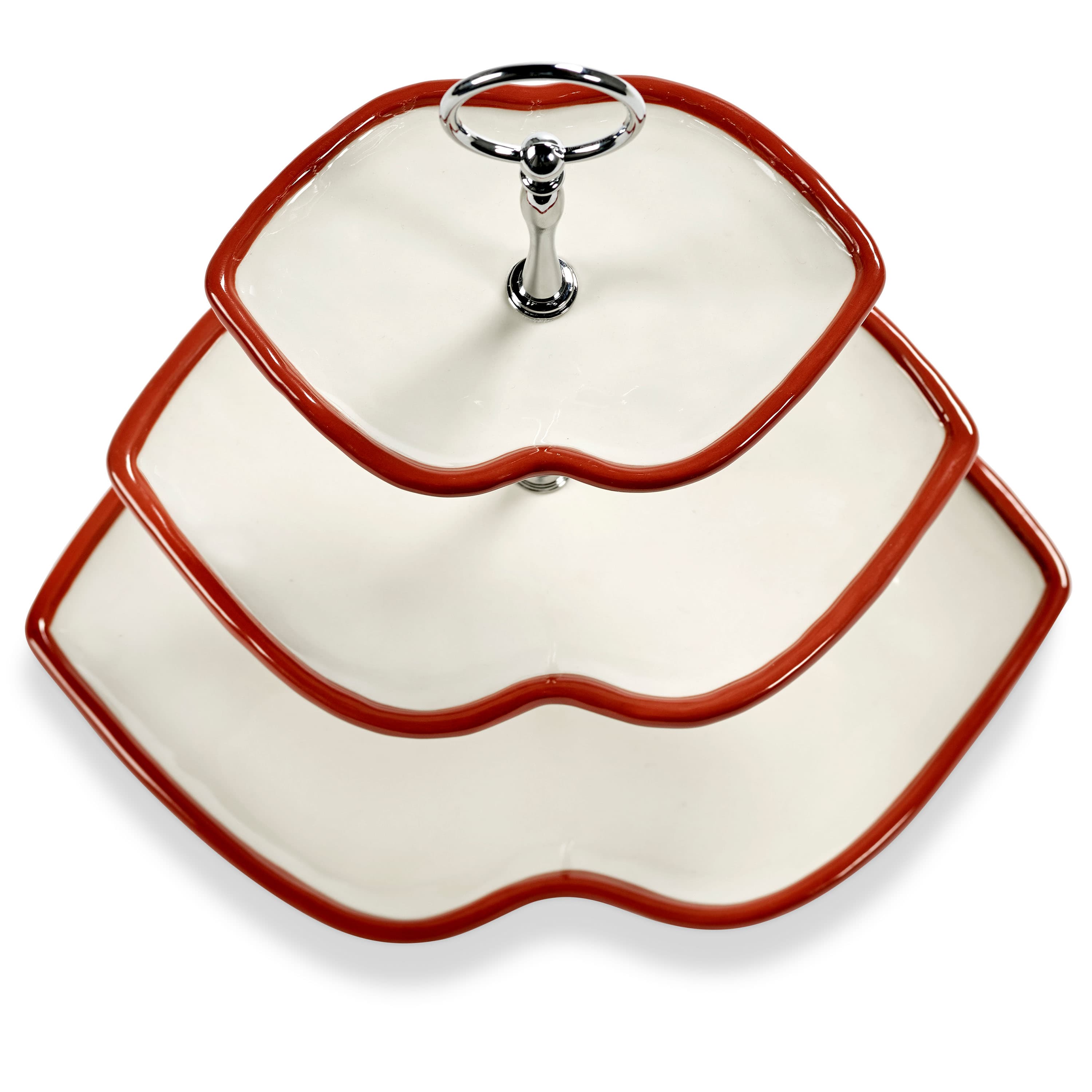 Les Objets Mouleversants Cake Stand White/Red