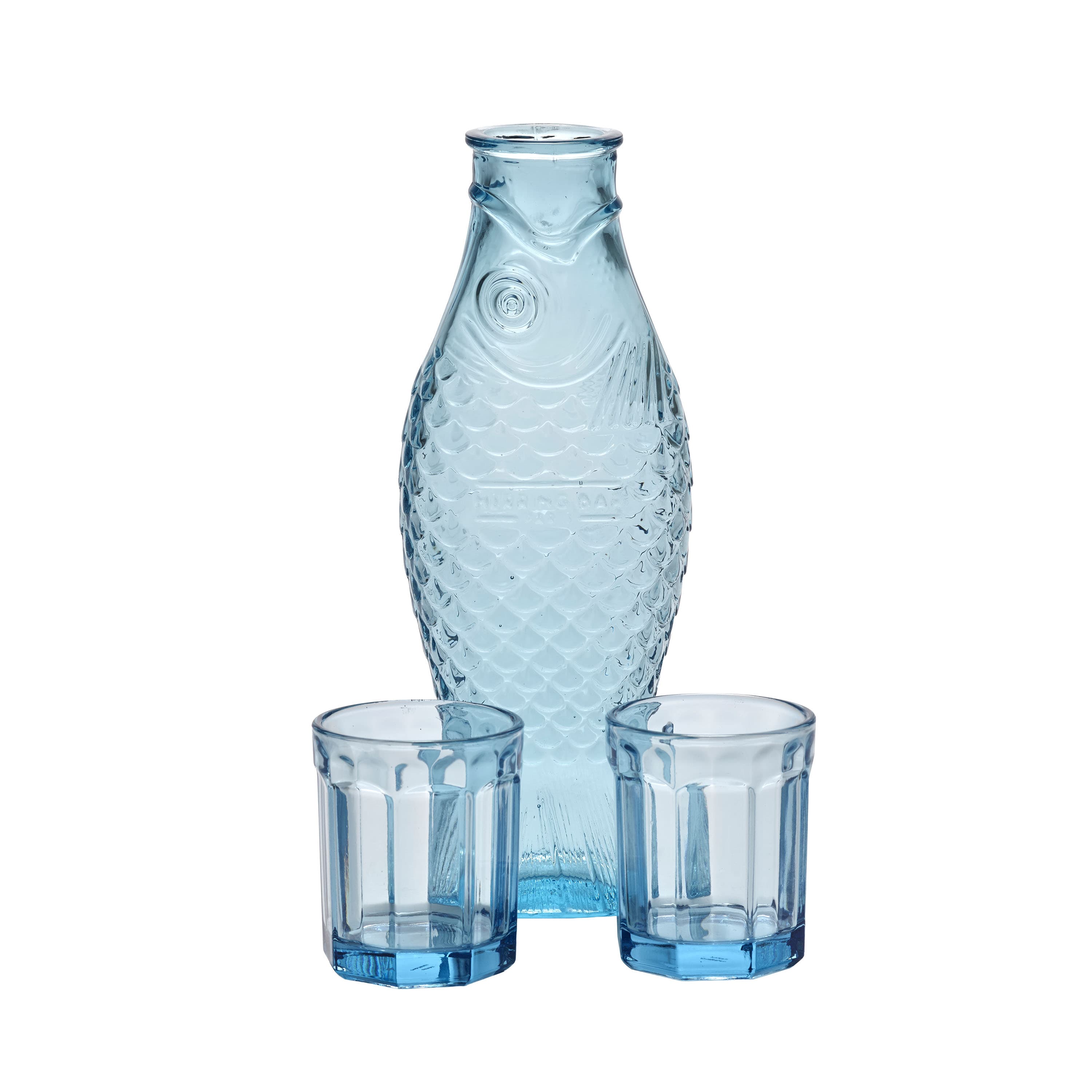 Fish&Fish Carafe with 2 Glasses Blue