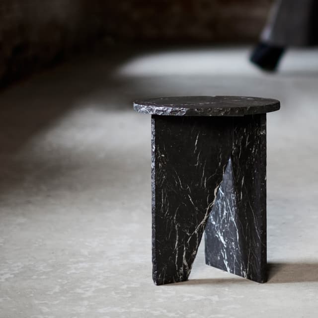 Verde Beistelltisch Black Marble Ø40