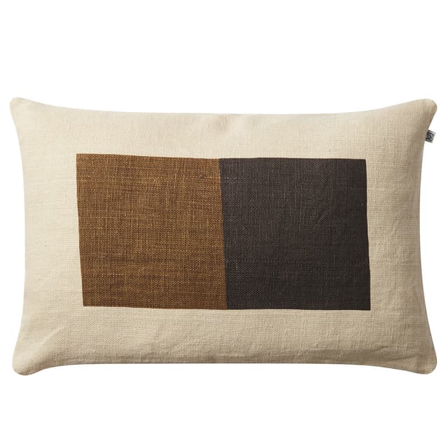 Deepak Kissenbezug Leinen Hellbeige/Dunkelbraun/Taupe 40x60