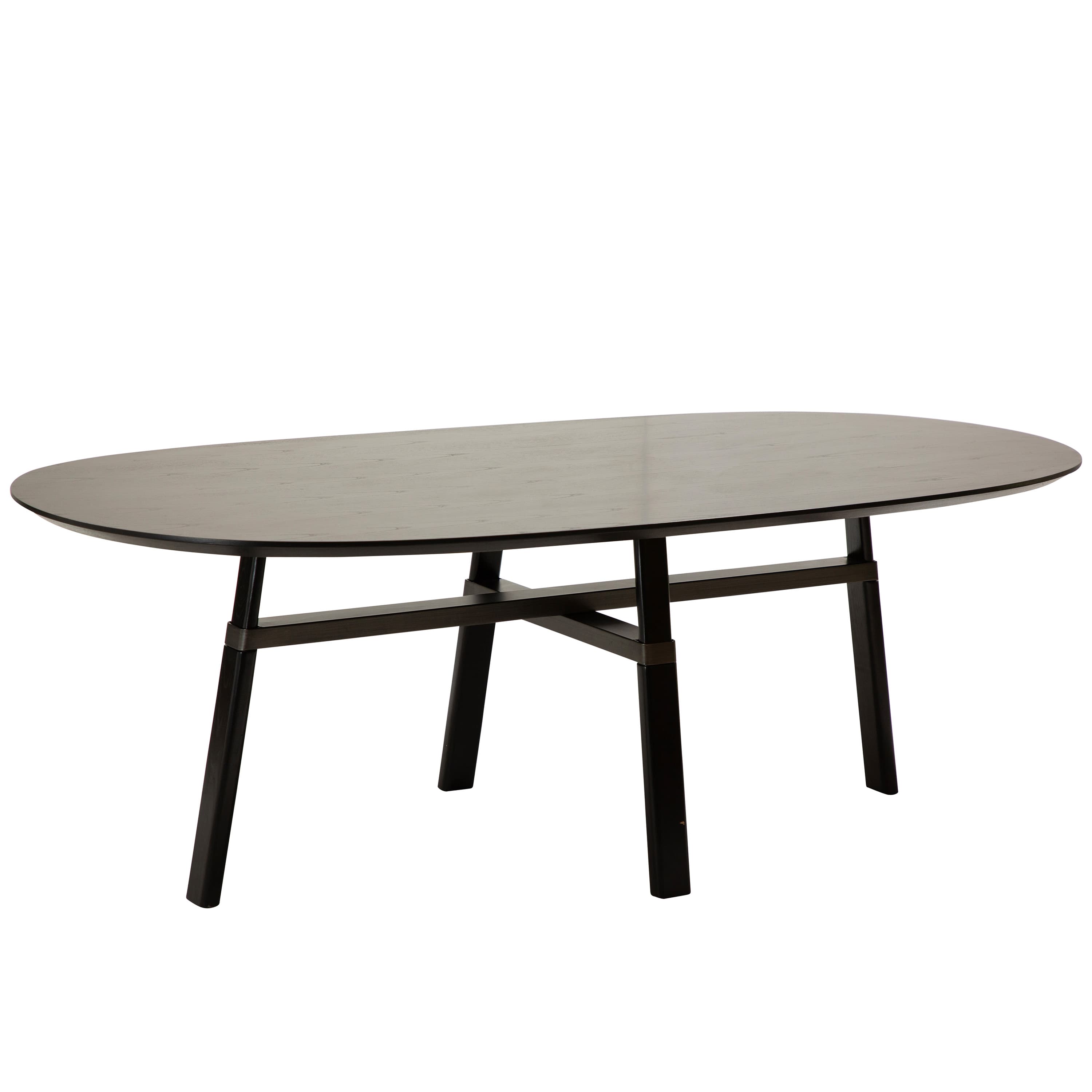 Cross Matbord Black Stained Ash/Antique Pewter 220cm