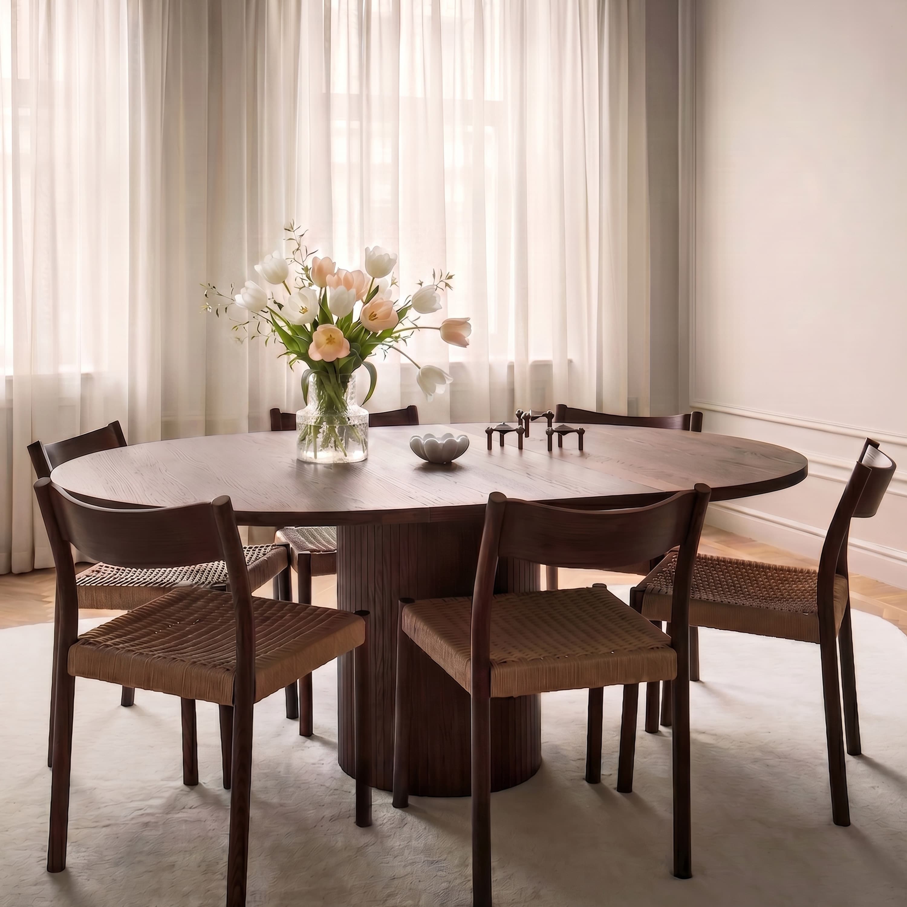 Bauer Dining Table Brown Stained Oak Ø130+50