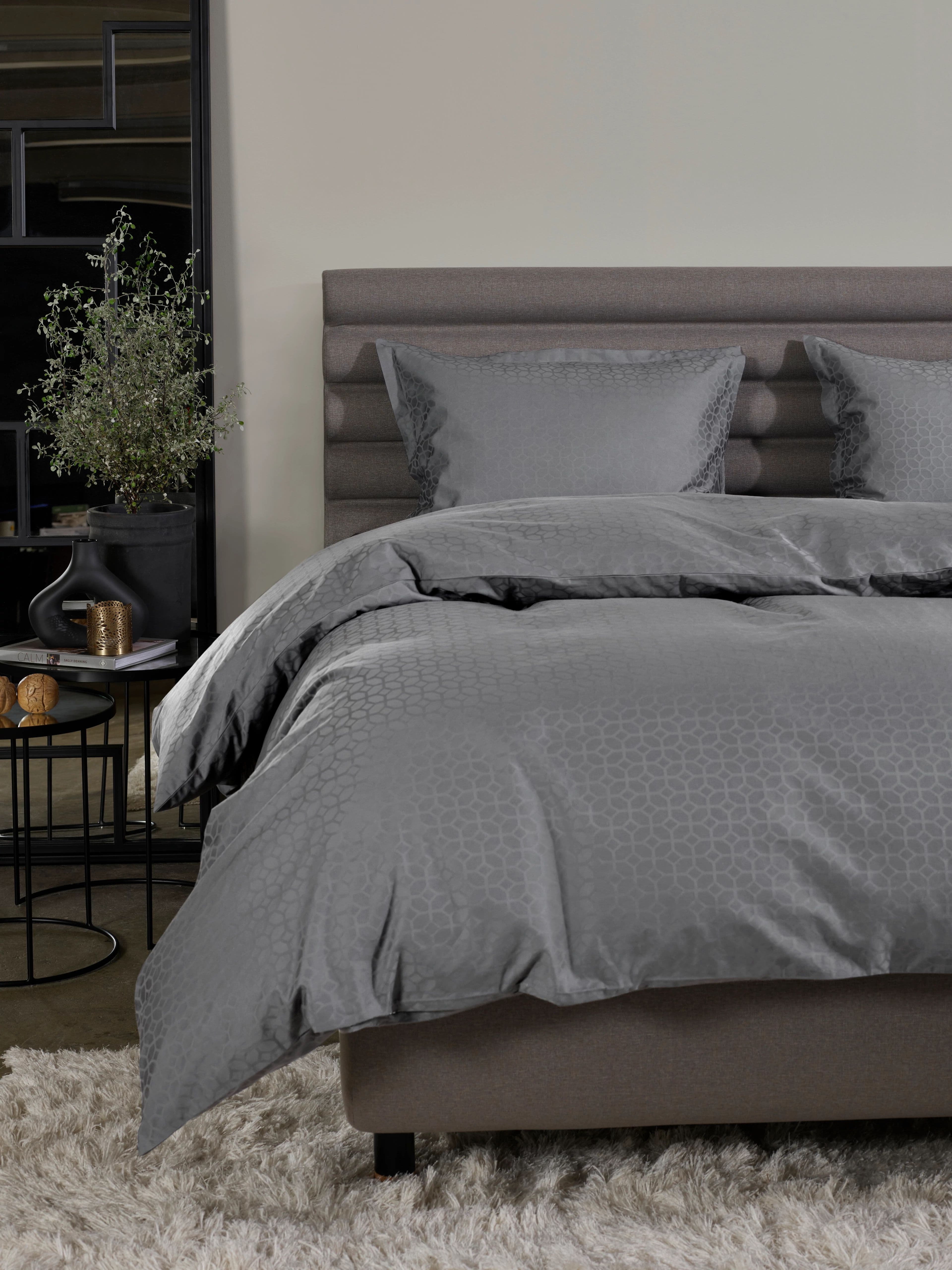 Satin Luxe Jacquard Kissenbezug Anthrazit 50x60