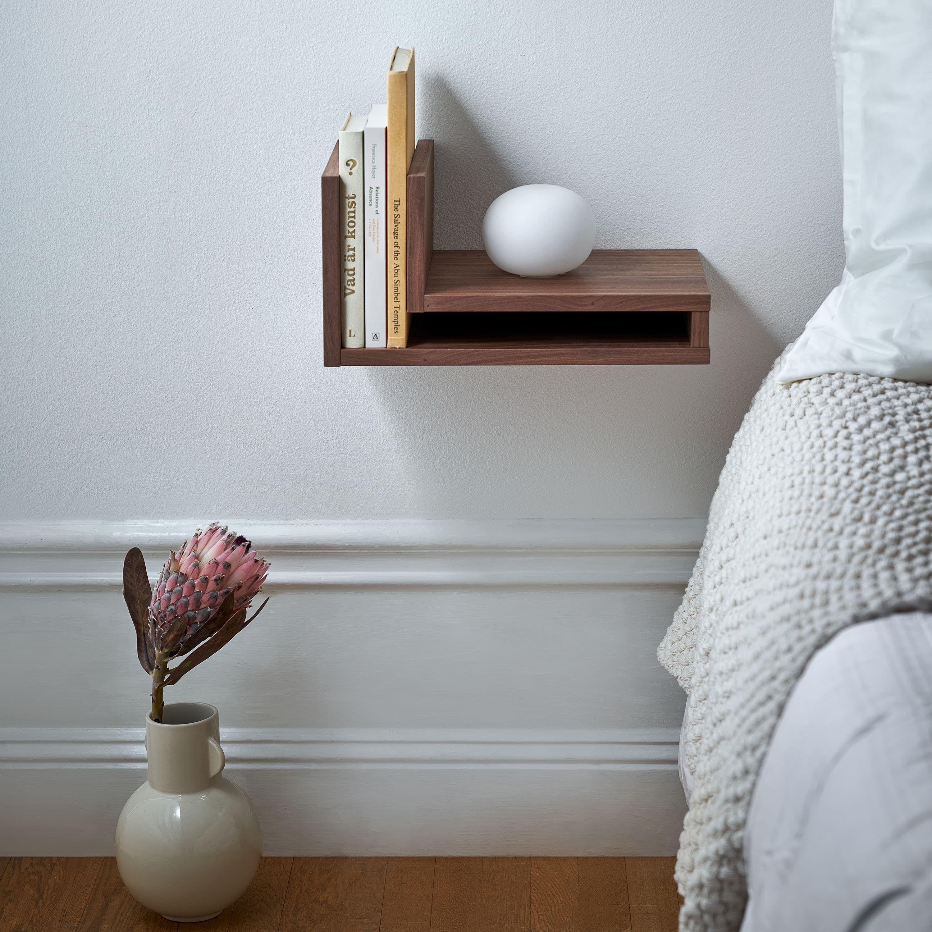 F-Shelf Right Bedside Table Walnut