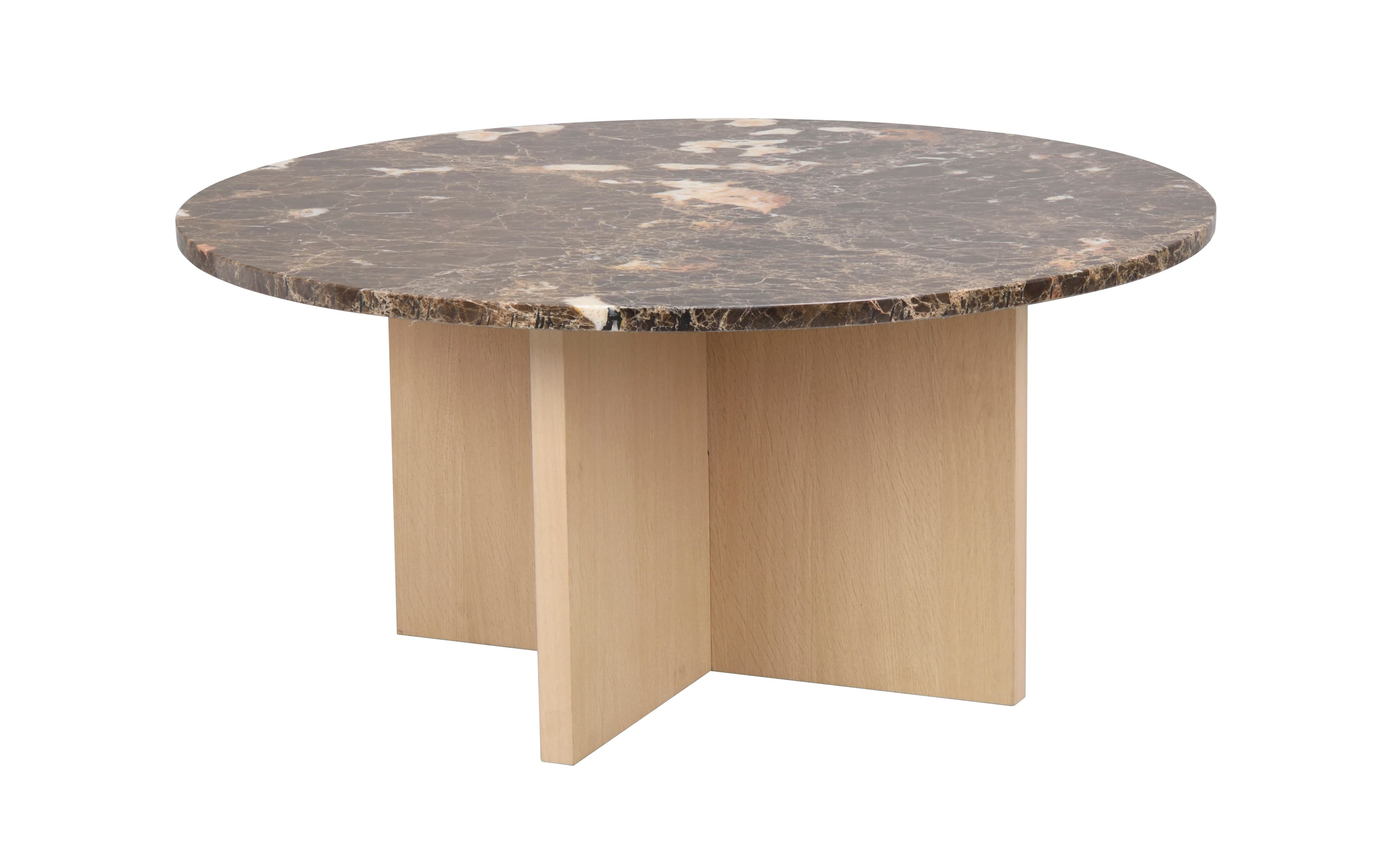 Brooksville Coffee Table Brown Marble/White Washed Ø90