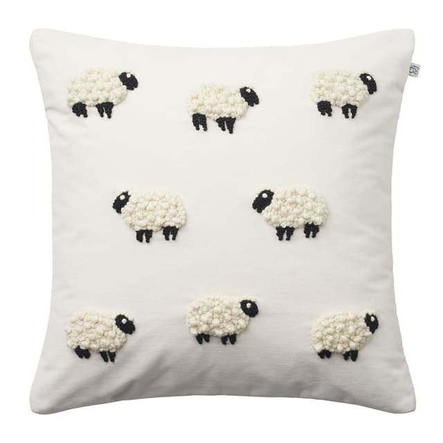 Sheep Pillow Cover Velvet Ivory 50x50 cm