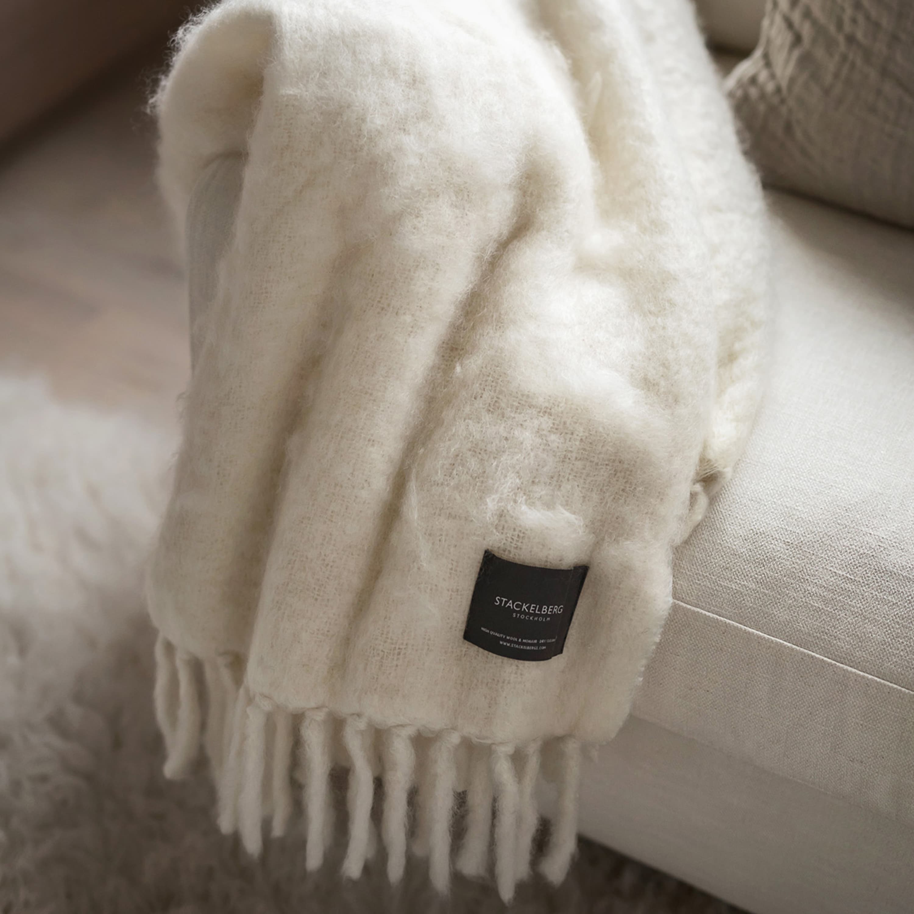 Luxury Kid Mohair Decke Pure White