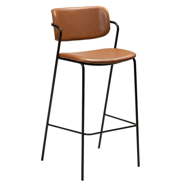 Zed Barhocker Kunstleder Hellbraun/Schwarz 67cm