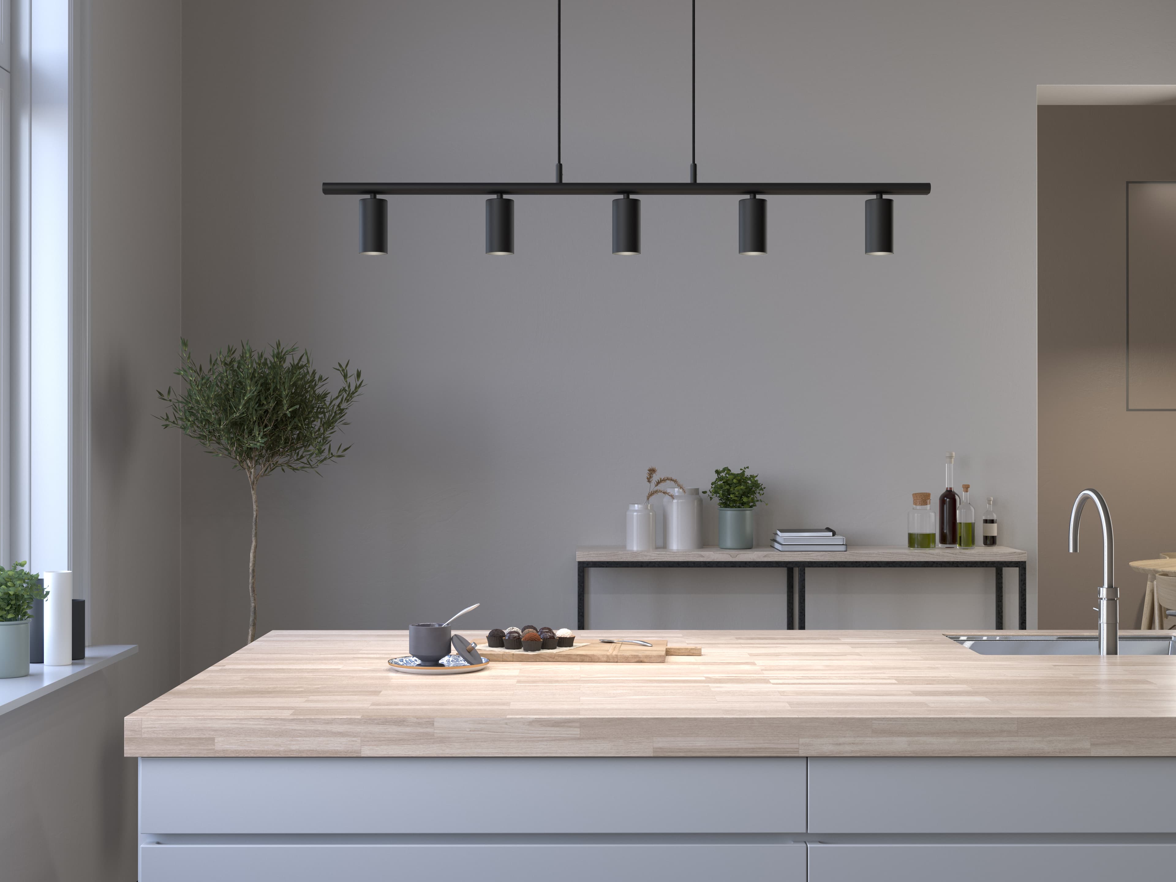 Lucy Pendel 5 Lampen Mattschwarz