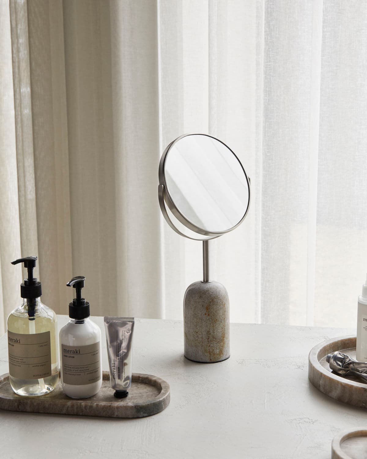 Marble Zweiseitiger Spiegel Beige Ø19