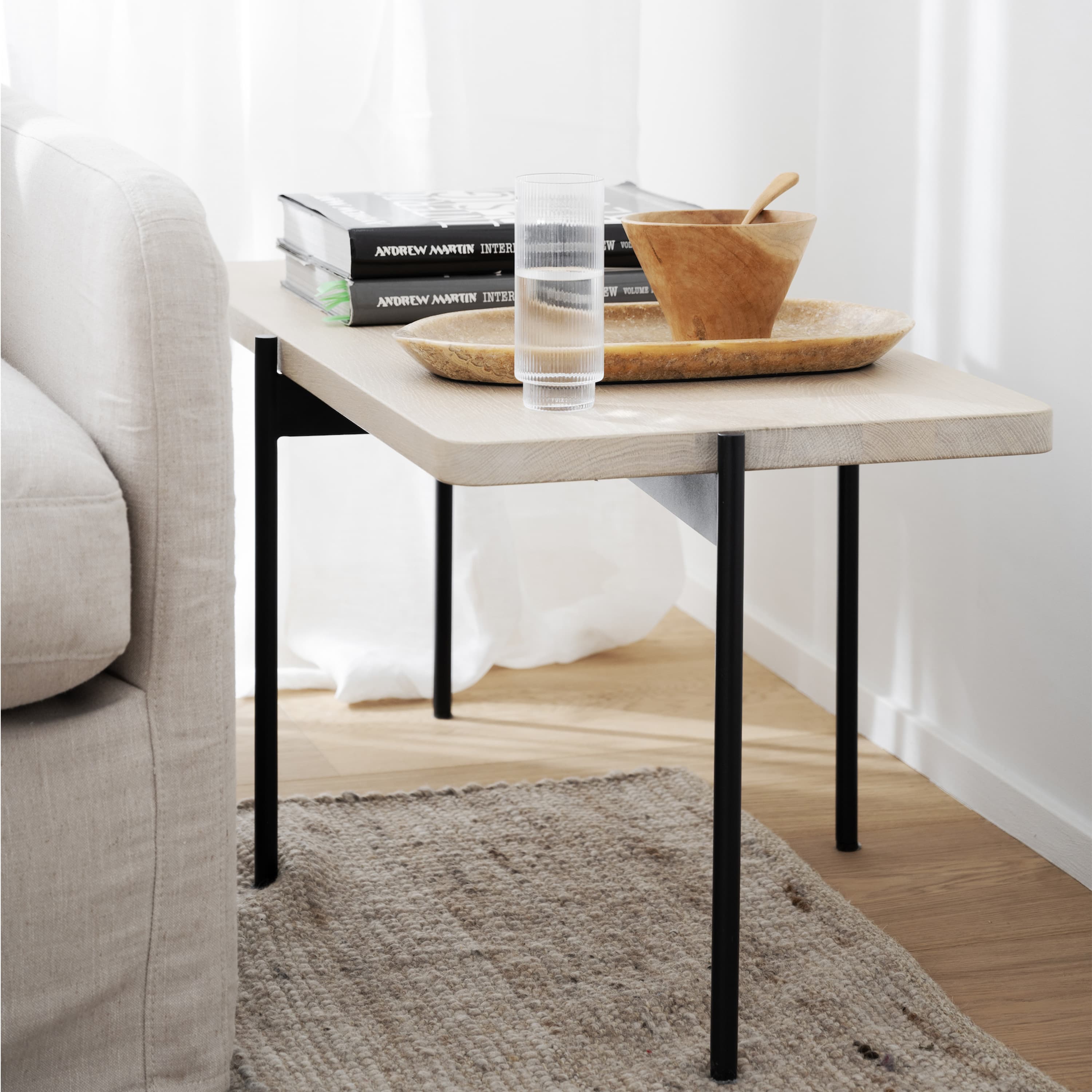 Shelton Coffee Table White Washed/Black 95x50cm