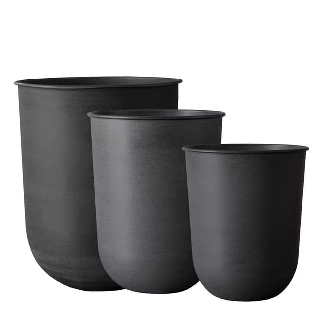 Out Blumentopf Schwarz 3er-Set