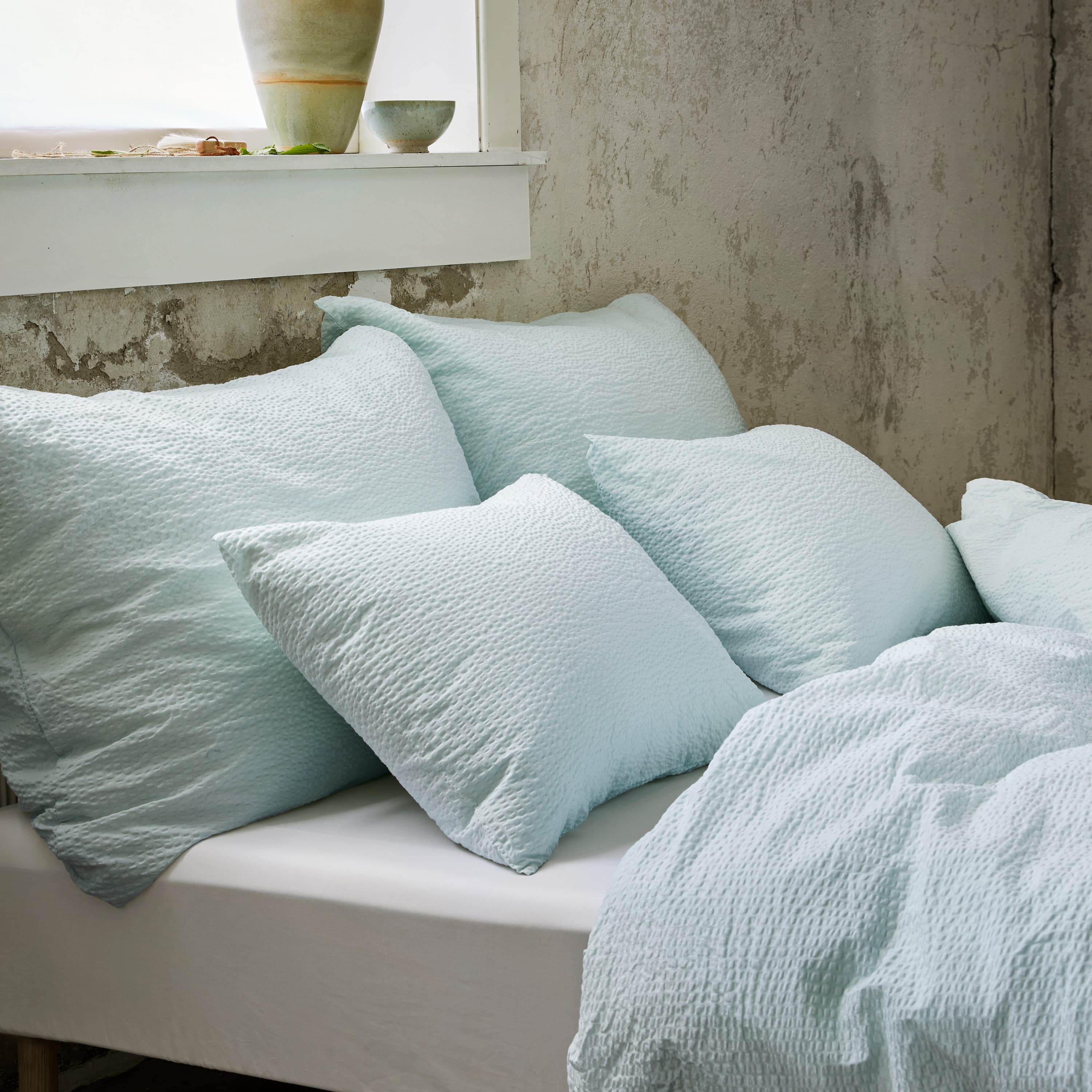 Sanna Bettwäsche-Set Aqua 150x210/50x60