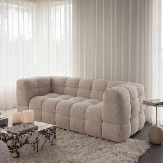 Billie 2-seater Sofa Beige Bouclé 208cm