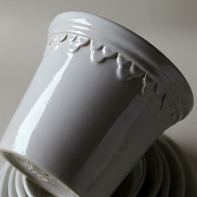 Københavner Pot met schaal Geglazuurd Mineraal Wit Ø12