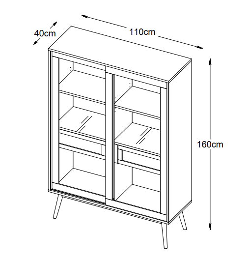 Sofia Glass Cabinet Natural Oak 160cm