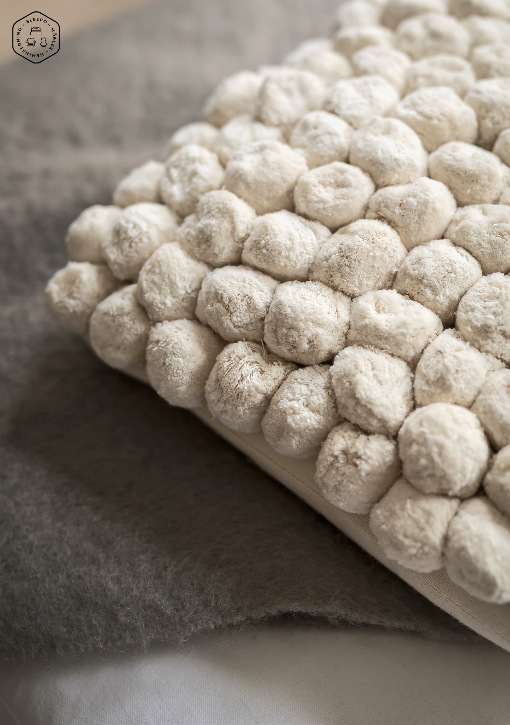 Pom Pom Decorative Cushion White 45x45