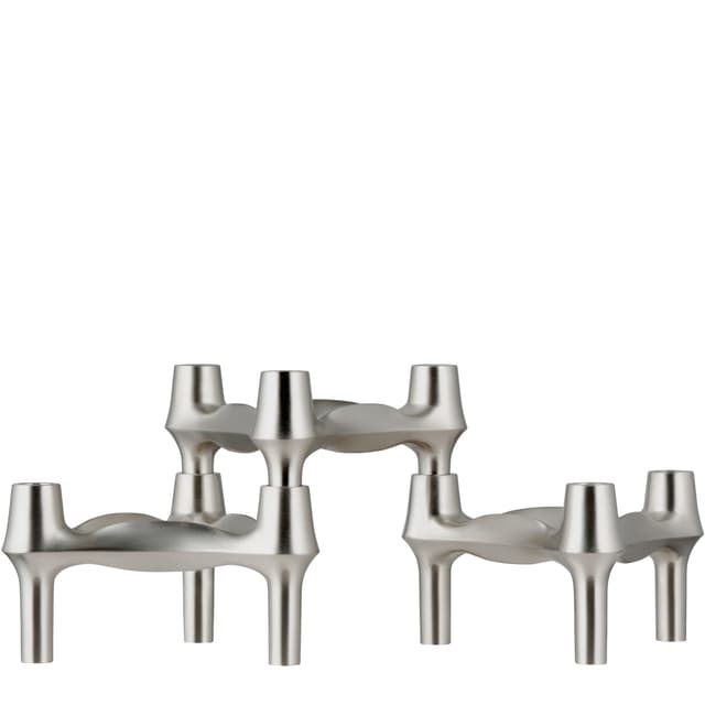 STOFF Nagel BMF Kerzenständer Gebürstetes Chrom 3er-Pack