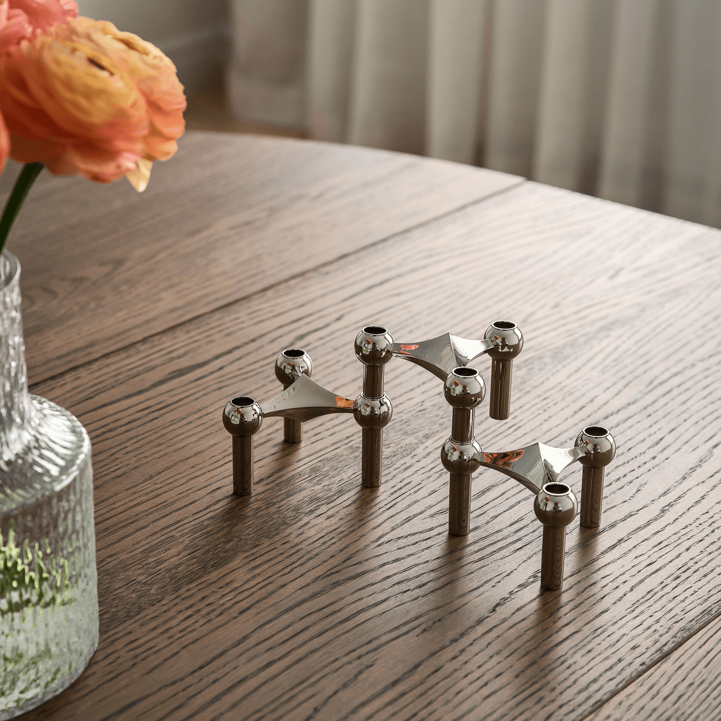 STOFF Nail Candle Holder Chrome Set of 3