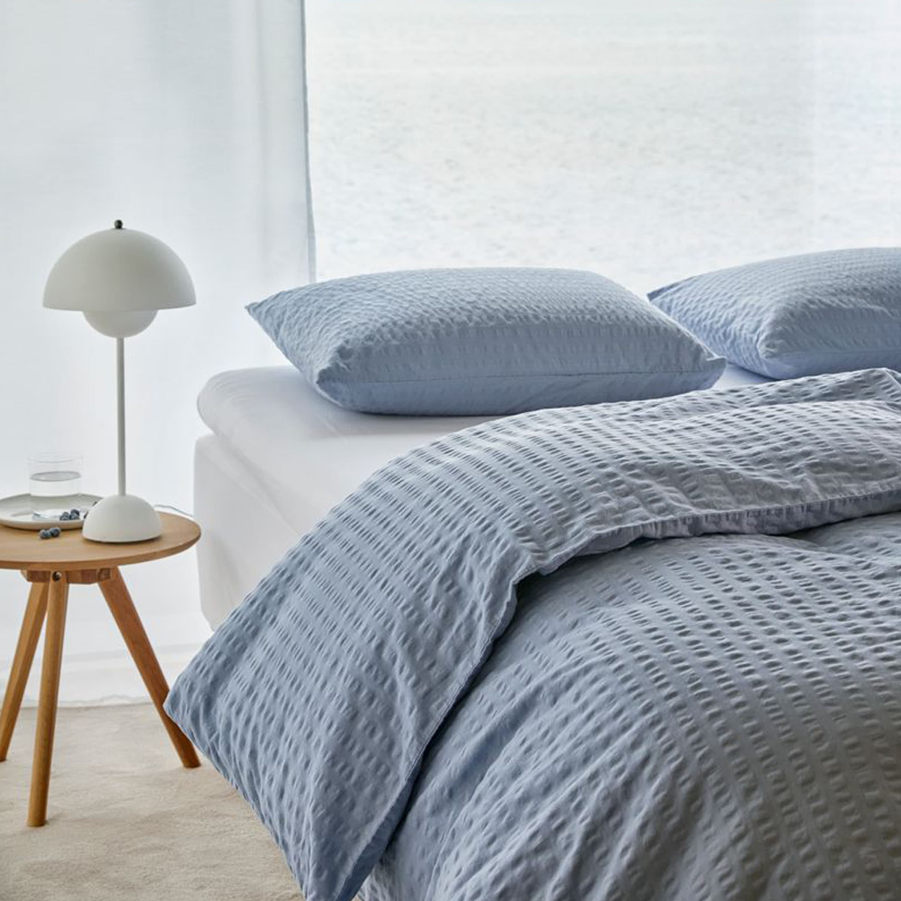 Luna Duvet Cover Set Seersucker Zen Blue 150x210/50x60
