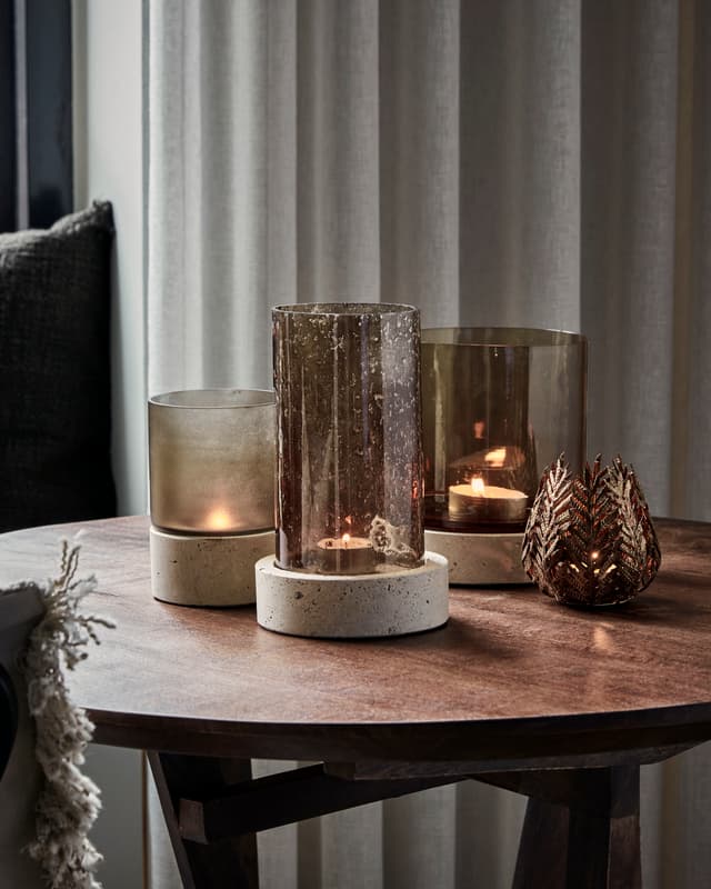 Candle Holder Travertine Brown 21cm