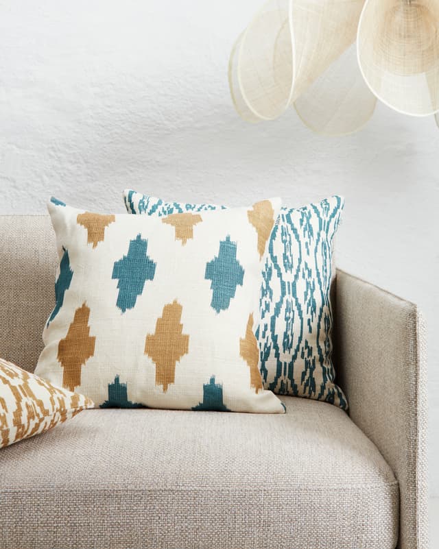 Agra Kissenbezug Leinen Heaven Blue/Khaki 50x50