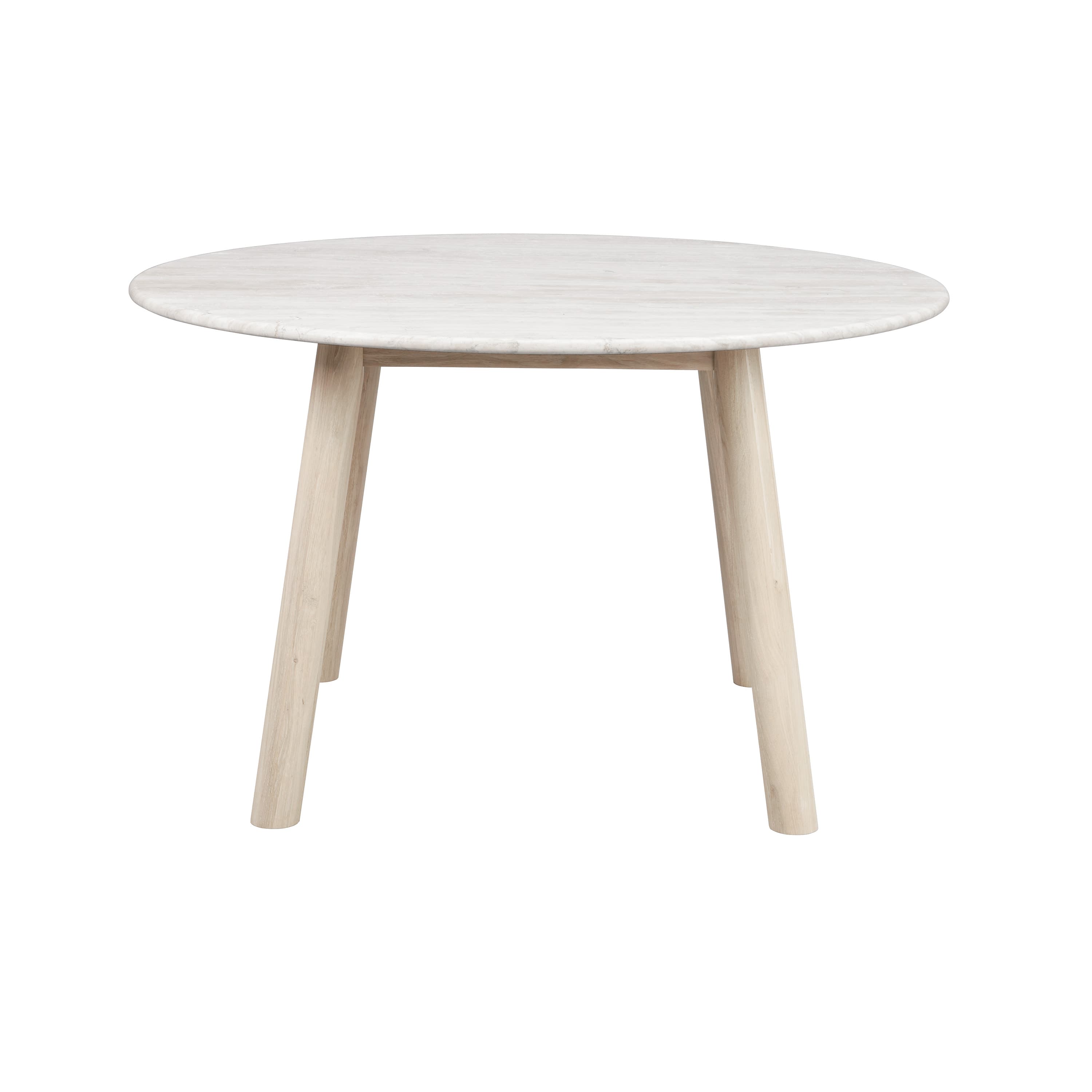 Taransay Dining Table Beige Travertine/White-pigmented Oak Ø125