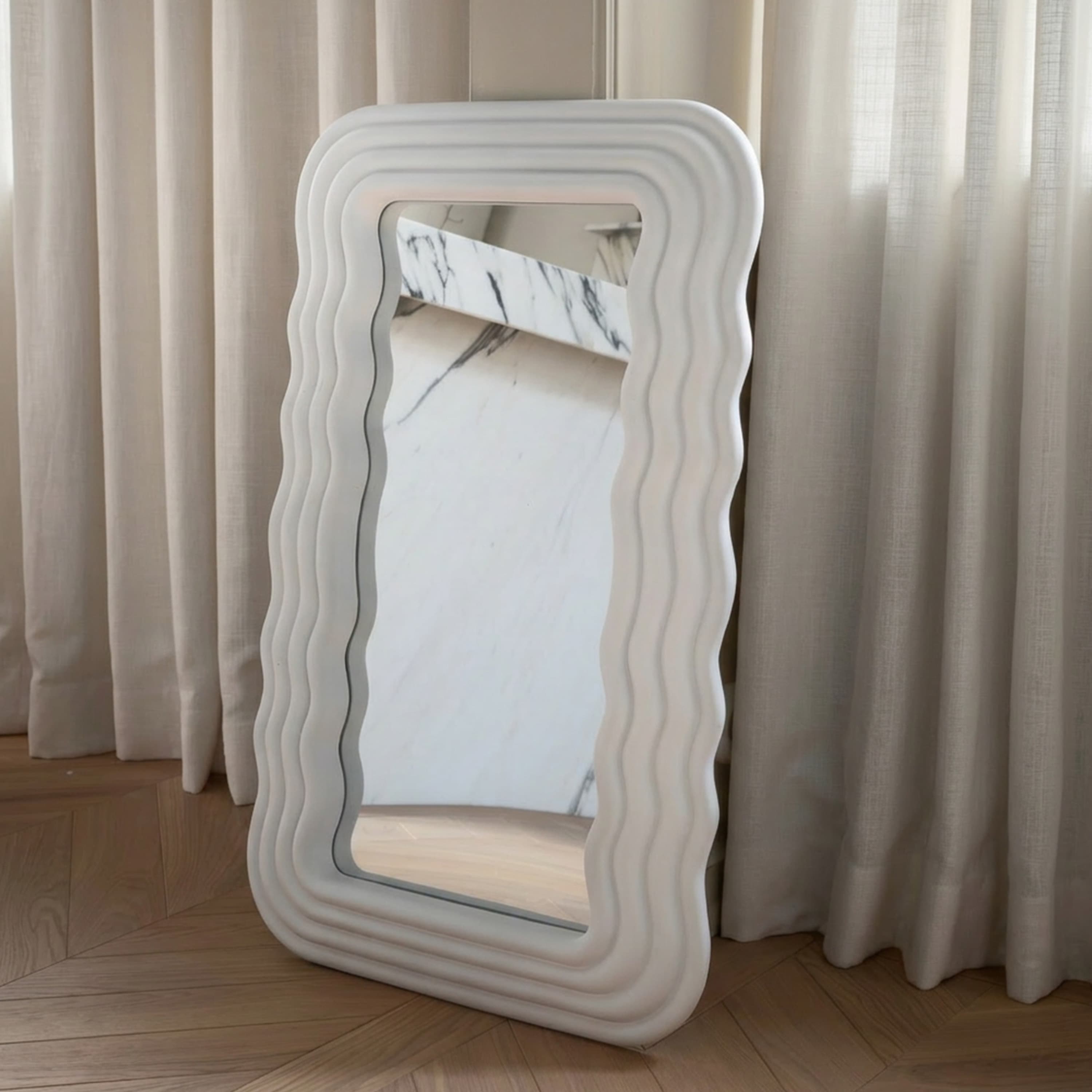 Wave Spegel Matt Vit 80x50