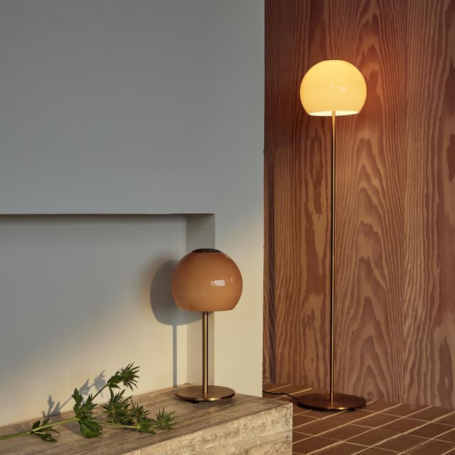 Ball Glass Stehlampe Amber Ø25