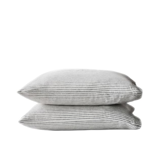 Pillowcase Linen Grey/White 50x60 Set of 2