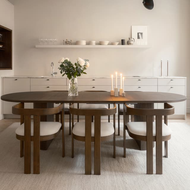 Bauer Dining Table Brown Stained Oak 220+50+50