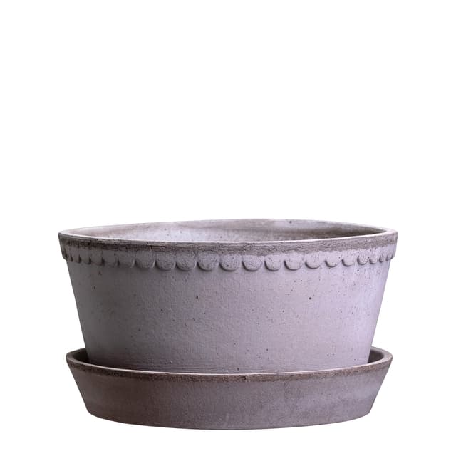 Helena Low Pot with Saucer Raw Pink Terracotta Ø21