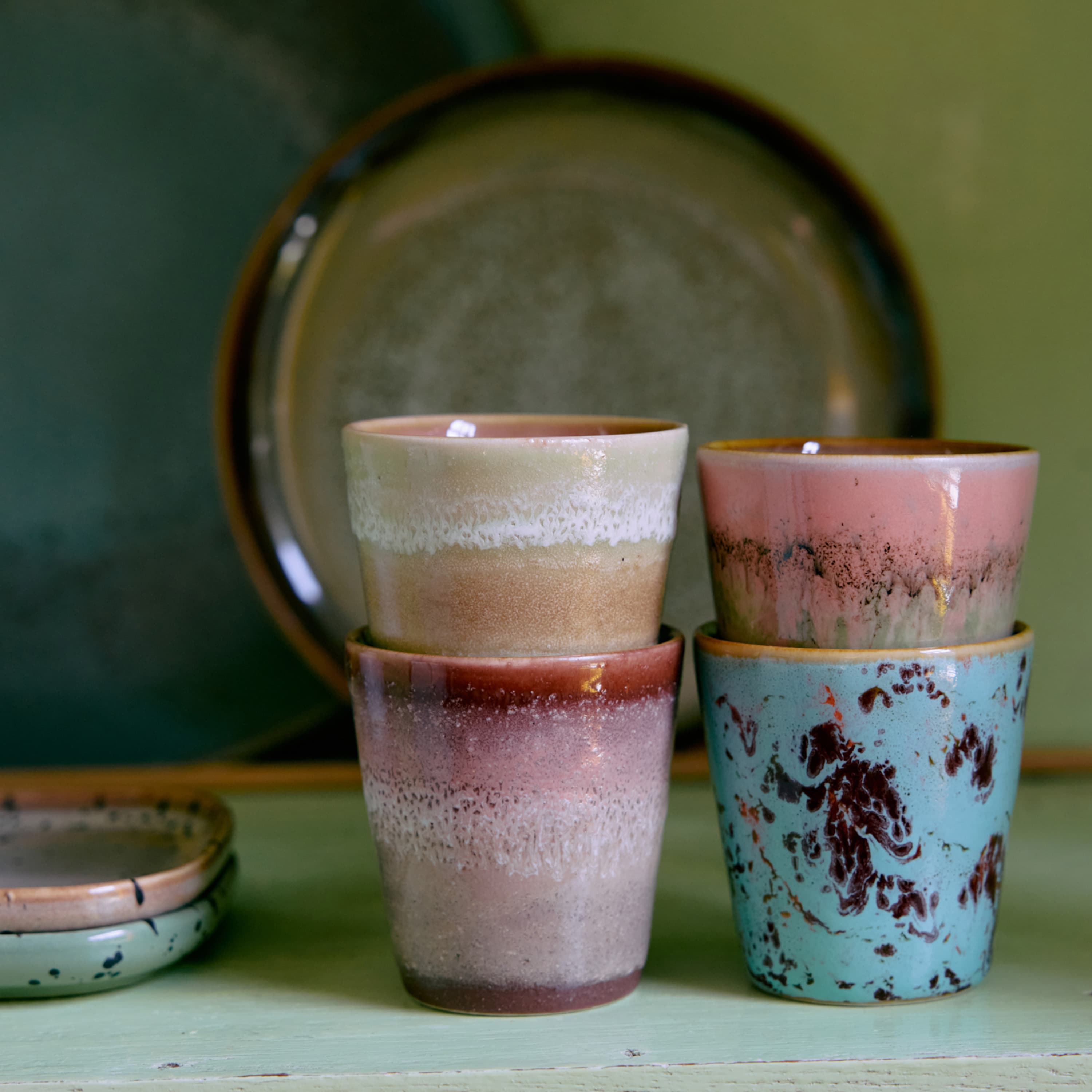 70s Ceramics Kaffeetasse Futurism 4er-Set