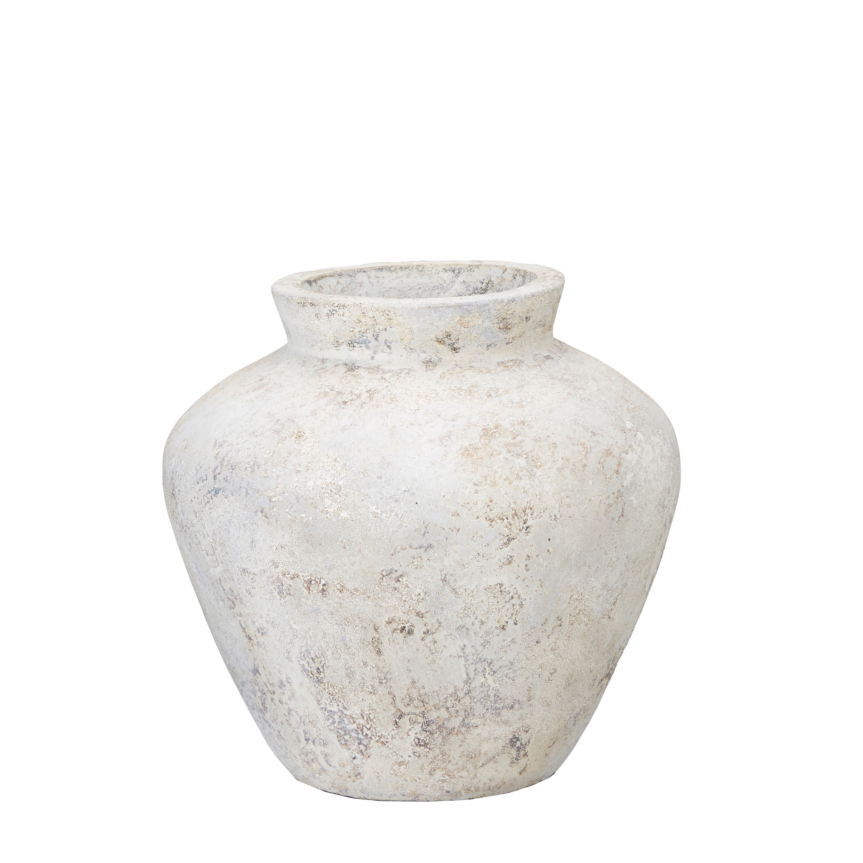 Baku Blumentopf Weiß glasiert 34cm