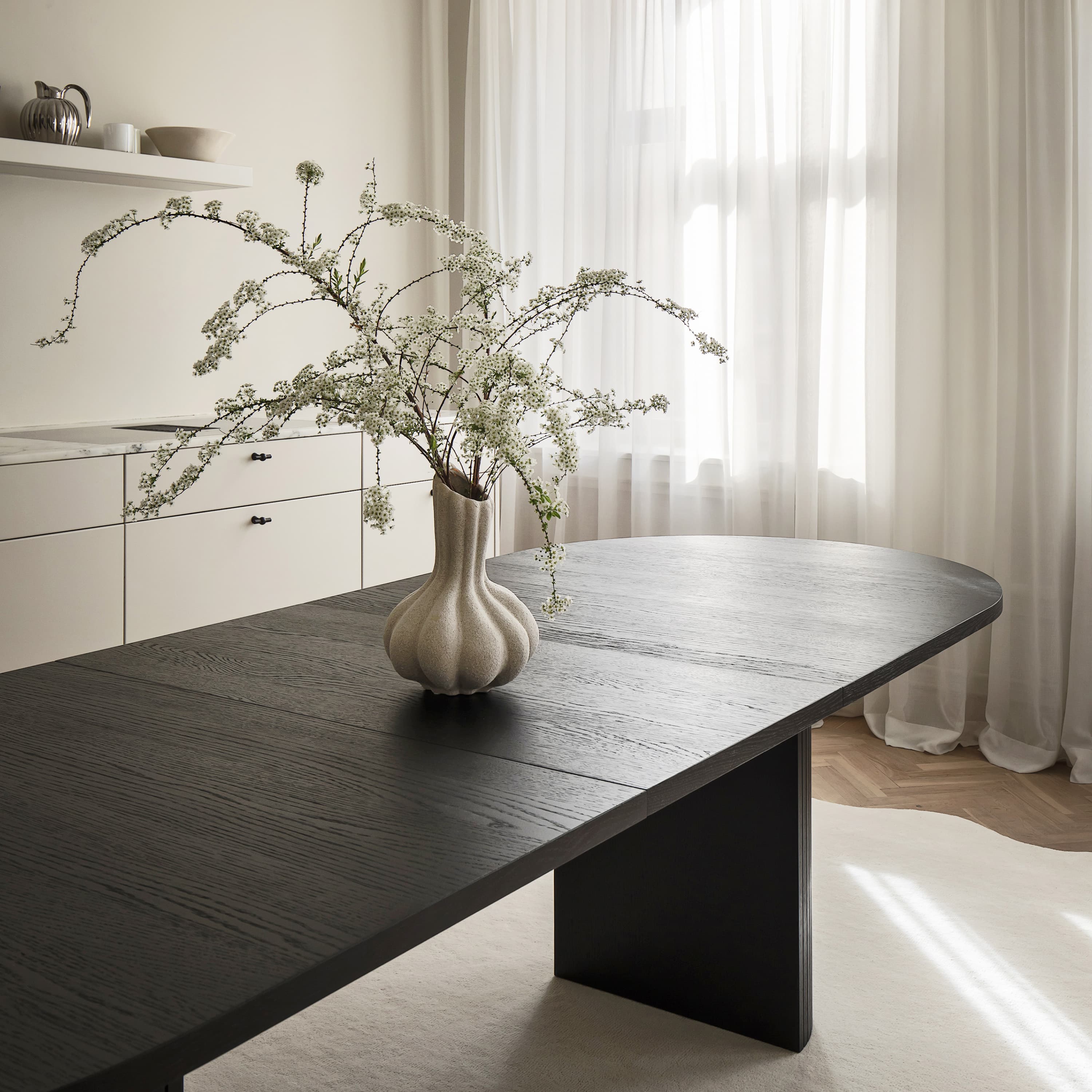 Bauer Esstisch Schwarz Gebeizt 220+50+50