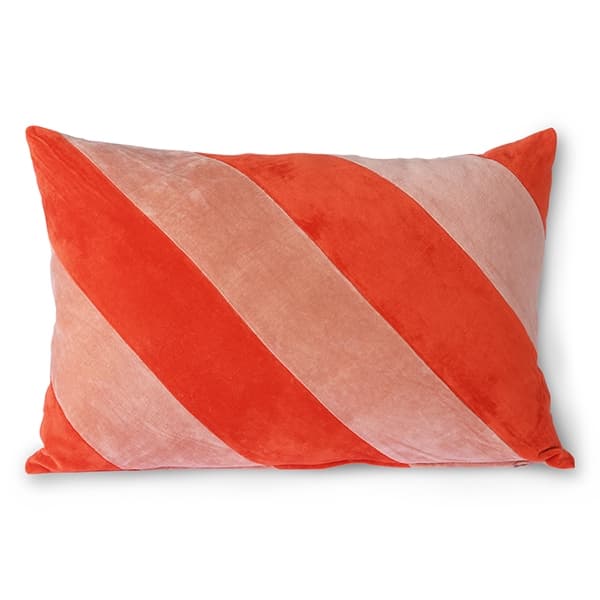 Striped Decorative Cushion Velvet Red/Pink 40x60