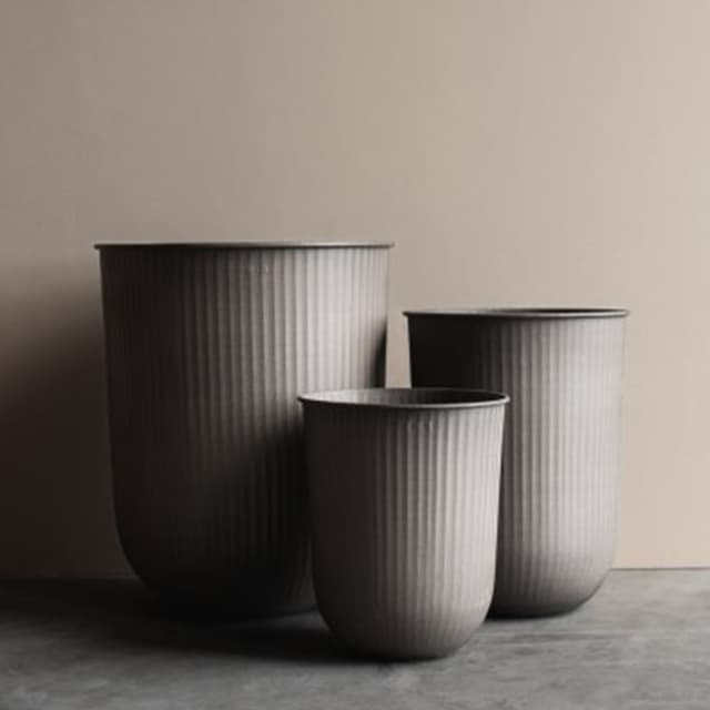 Out Stripe Pot Beige Set of 3