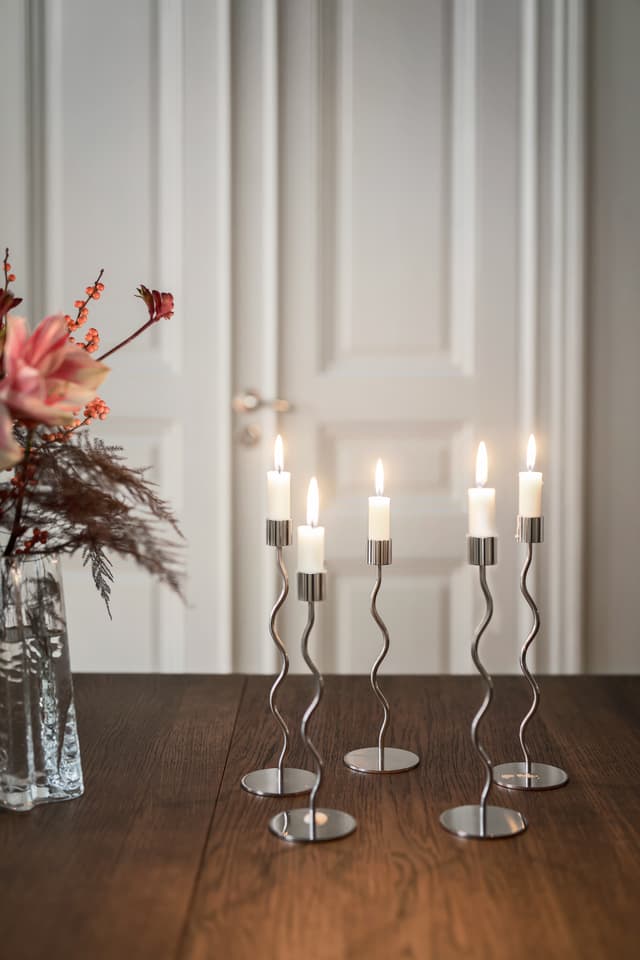 Curved Candle Holder Stainless Steel 23cm