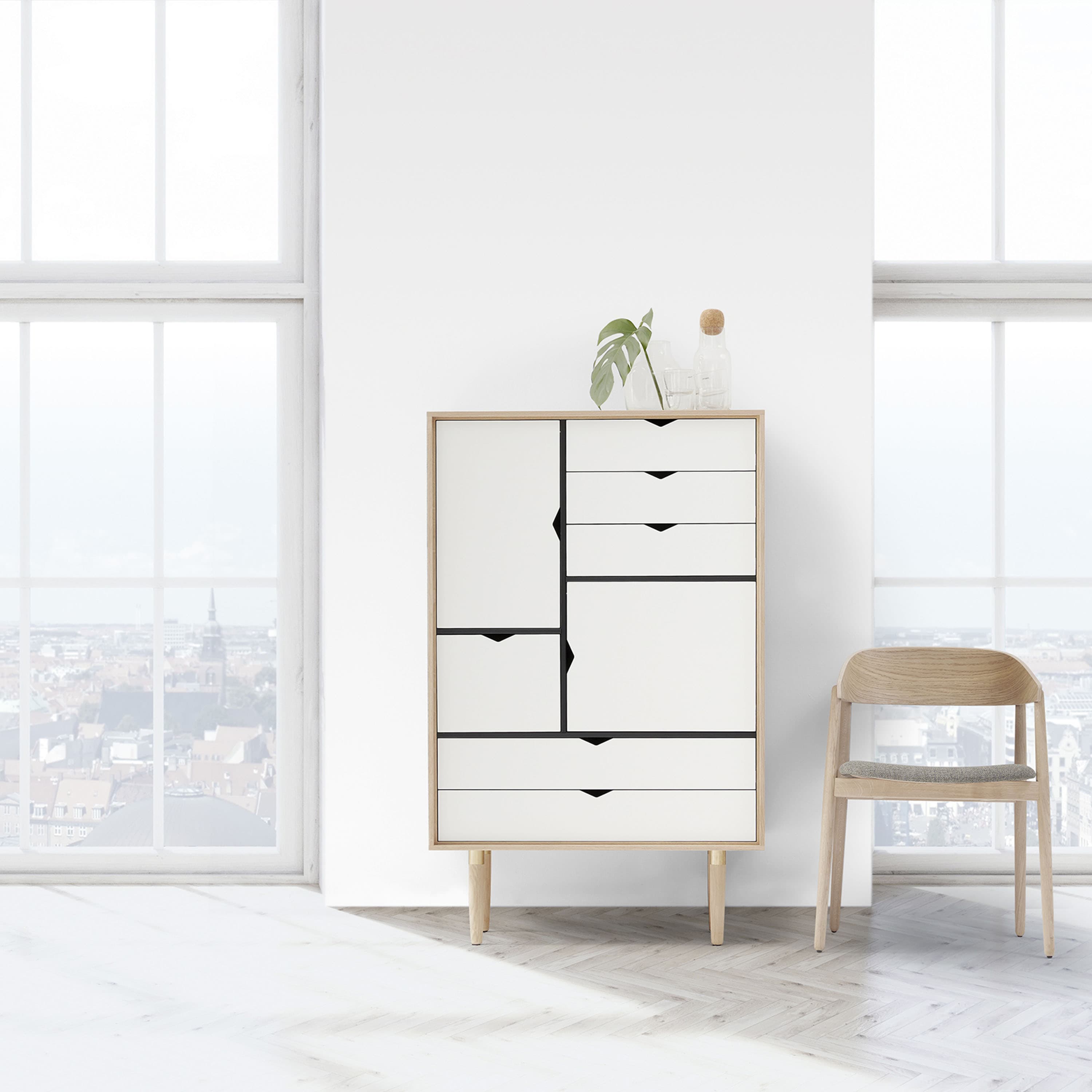 S5 Skåp Såpad Ek/Vit 83x132