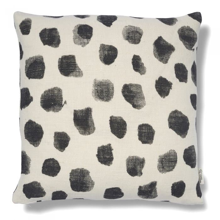 Dotty Kissenbezug Leinen Weiß/Schwarz 50x50