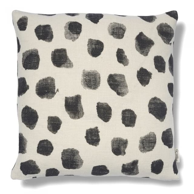 Dotty Pillow Cover Linen White/Black 50x50 cm