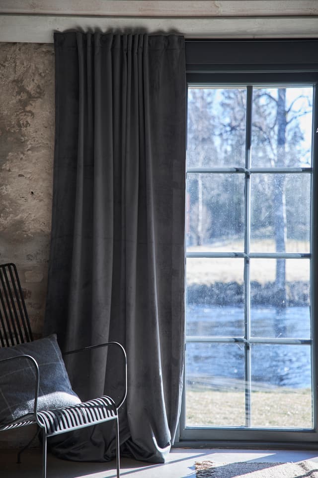 Anna Curtain Length Velvet Dark Grey 280cm