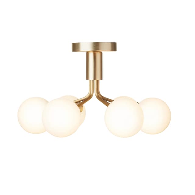 Apiales 6 flush mount ceiling light Brushed Brass/Opal