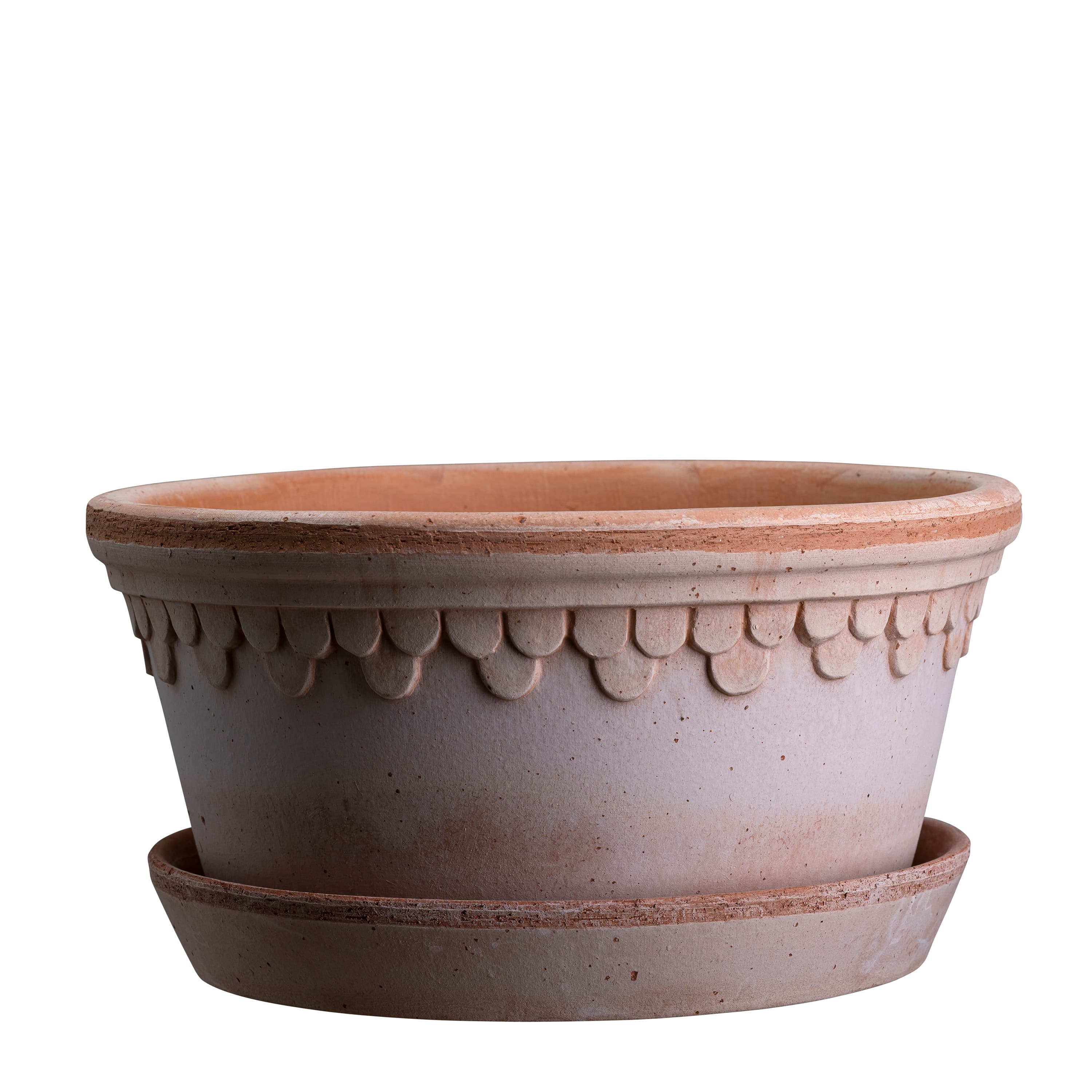 Københavner Low Pot with Saucer Raw Pink Terracotta Ø25
