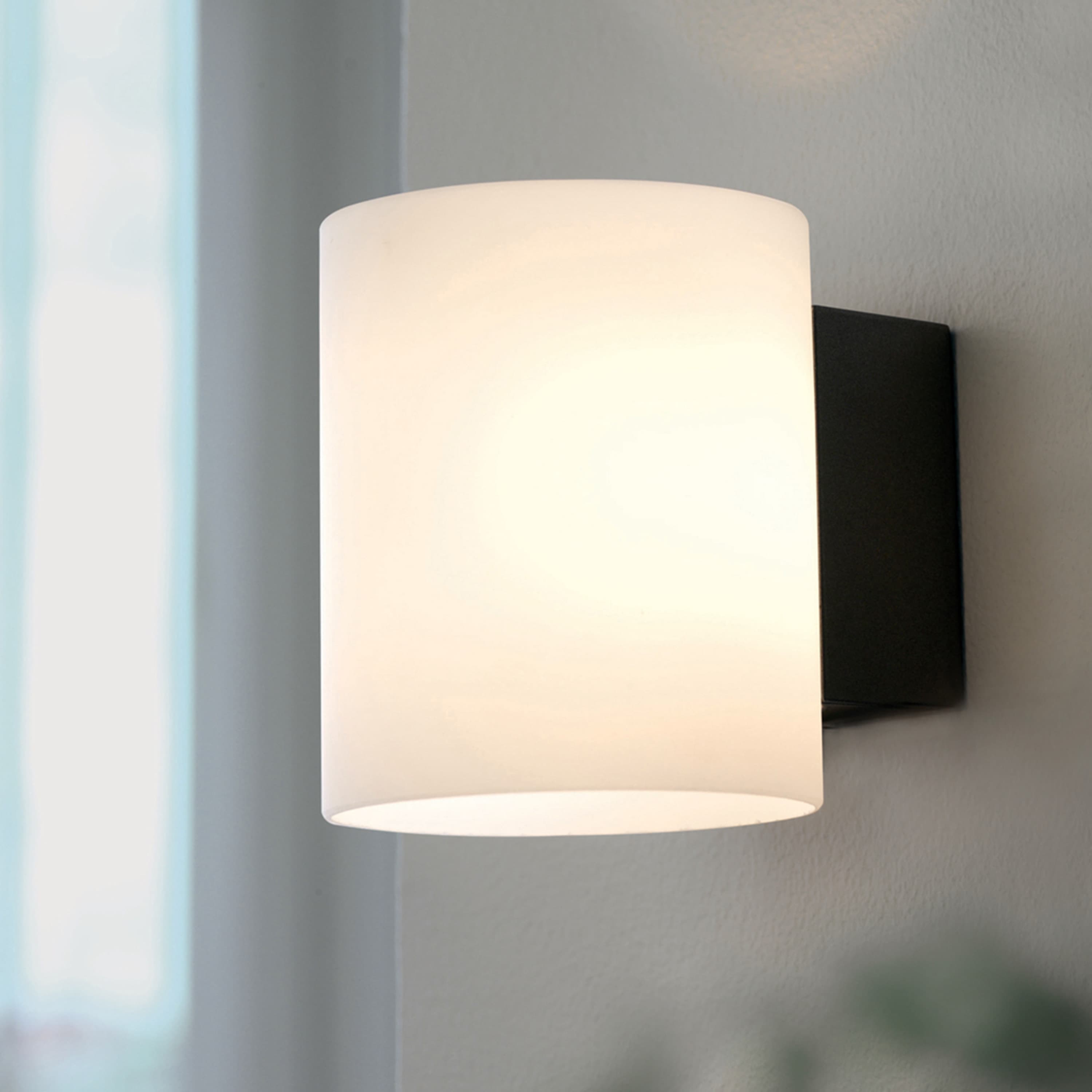 Evoke Wandleuchte Anthrazit/Opalglas Small