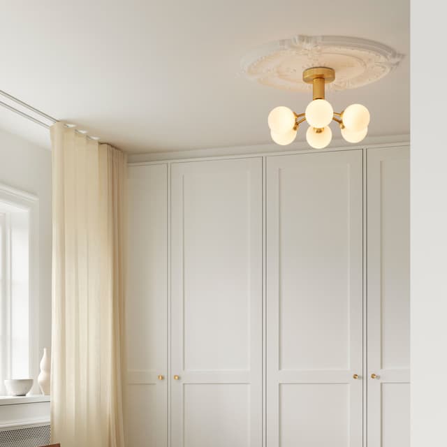 Apiales 6 flush mount ceiling light Brushed Brass/Opal