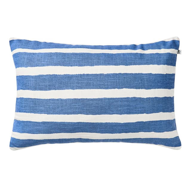 Block Stripe Outdoor Zierkissen Riviera Blue/Off White 40x60