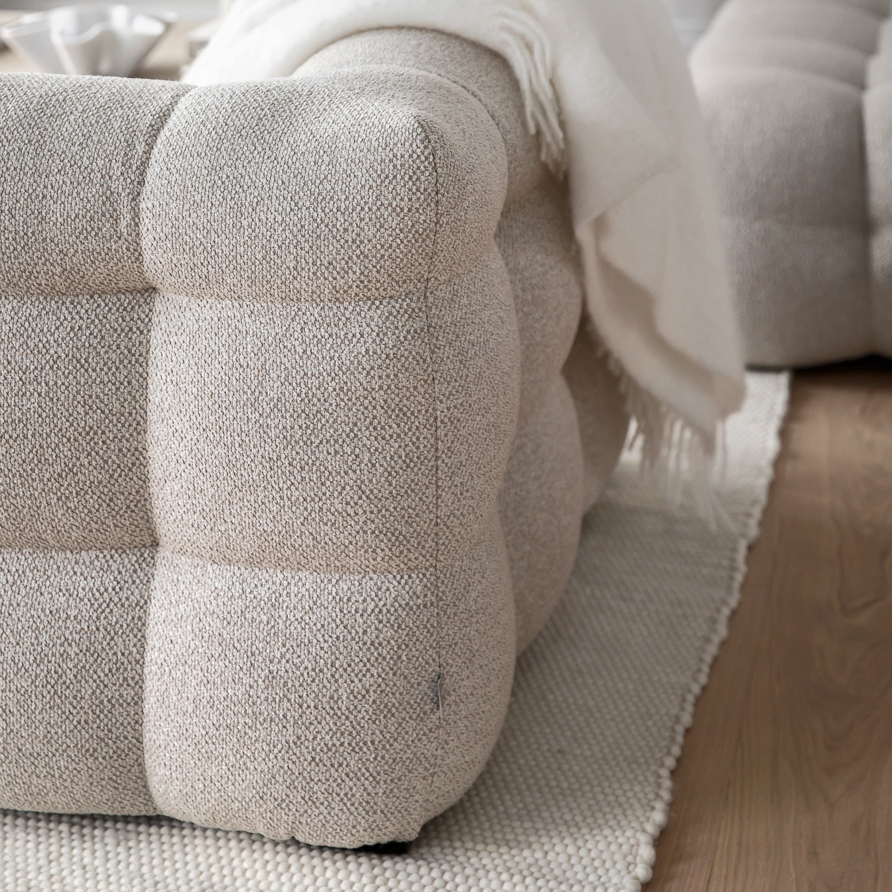 Billie 3-Sitzer Sofa Modul Rechts Armlehne Beige Bouclé 202cm